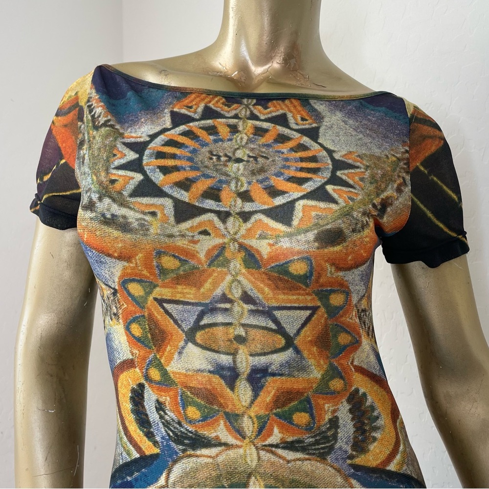 RARE VINTAGE VIVIENNE TAM CHAKRAS SHORT SLEEVE NYLON MAXI DRESS, SZ 2, Hong Kong - Picture 3 of 8